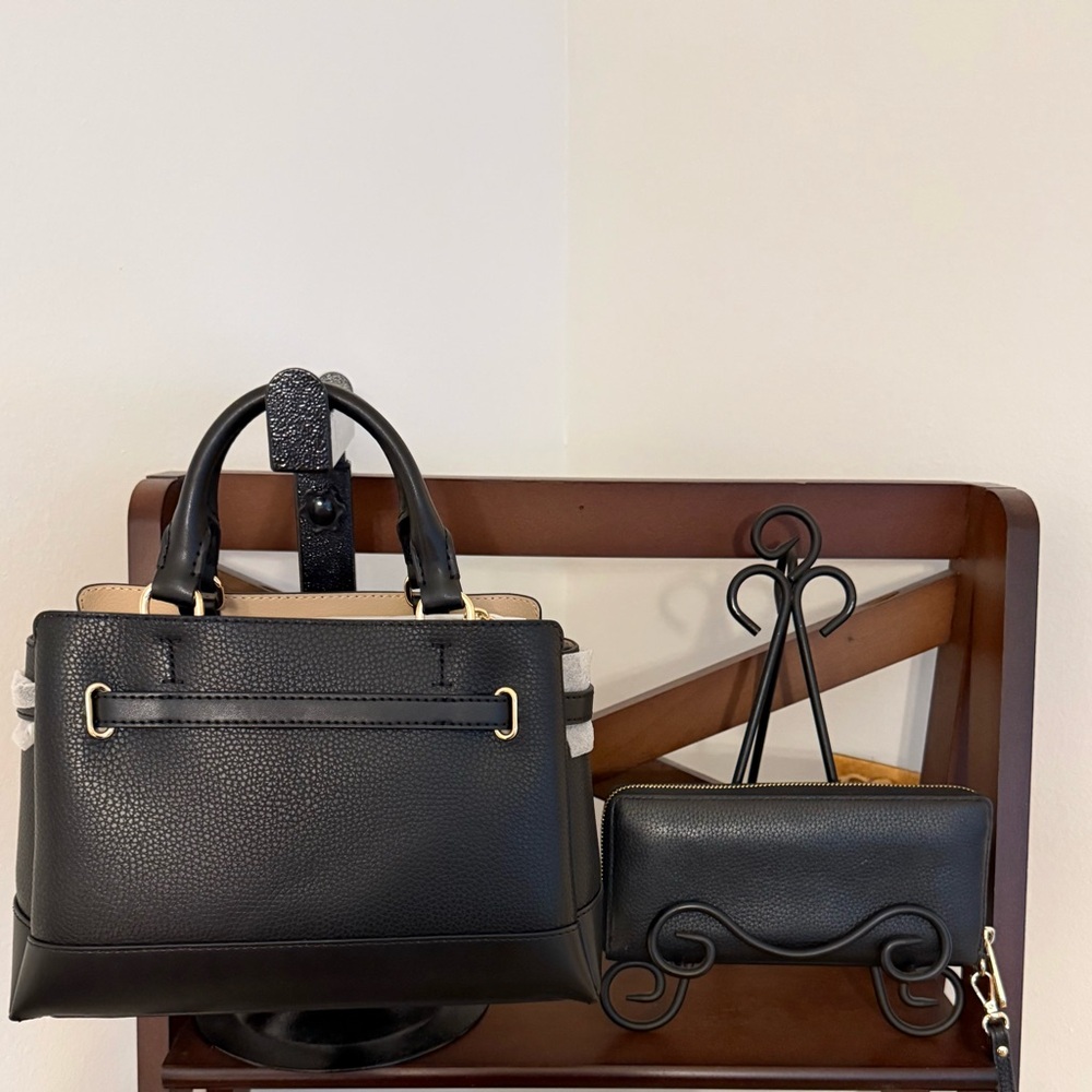 Michael Kors Bundle Black Satchel and Wallet Set, Satchel NWT, Wallet EUC - Picture 2 of 16